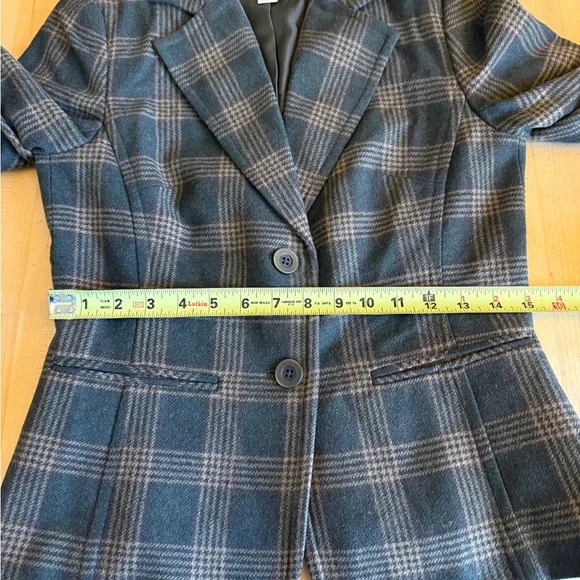 Talbots Plaid Wool Blazer 2 Petite Hunter Green *Made in USA - Picture 8 of 10